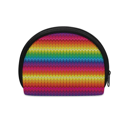 Rainbow Knitted Mexican Pattern Print Coin Purse