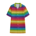Rainbow Knitted Mexican Pattern Print Cotton Hawaiian Shirt