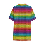 Rainbow Knitted Mexican Pattern Print Cotton Hawaiian Shirt
