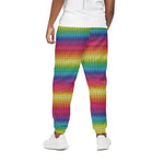 Rainbow Knitted Mexican Pattern Print Cotton Pants
