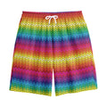 Rainbow Knitted Mexican Pattern Print Cotton Shorts