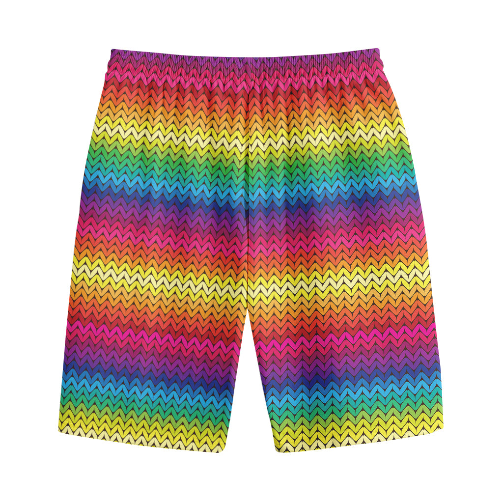 Rainbow Knitted Mexican Pattern Print Cotton Shorts