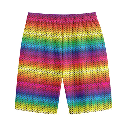Rainbow Knitted Mexican Pattern Print Cotton Shorts