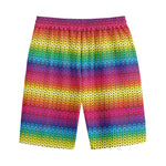 Rainbow Knitted Mexican Pattern Print Cotton Shorts