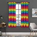 Rainbow Knitted Mexican Pattern Print Grommet Curtain Panels