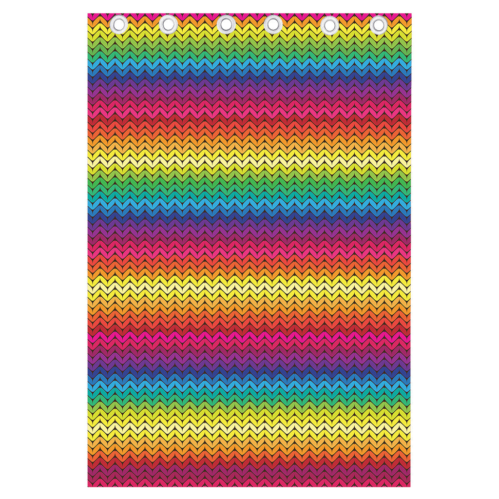 Rainbow Knitted Mexican Pattern Print Curtain