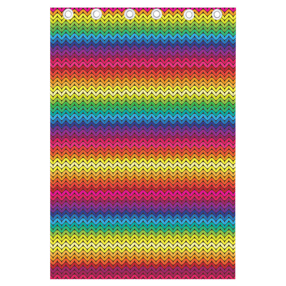 Rainbow Knitted Mexican Pattern Print Curtain