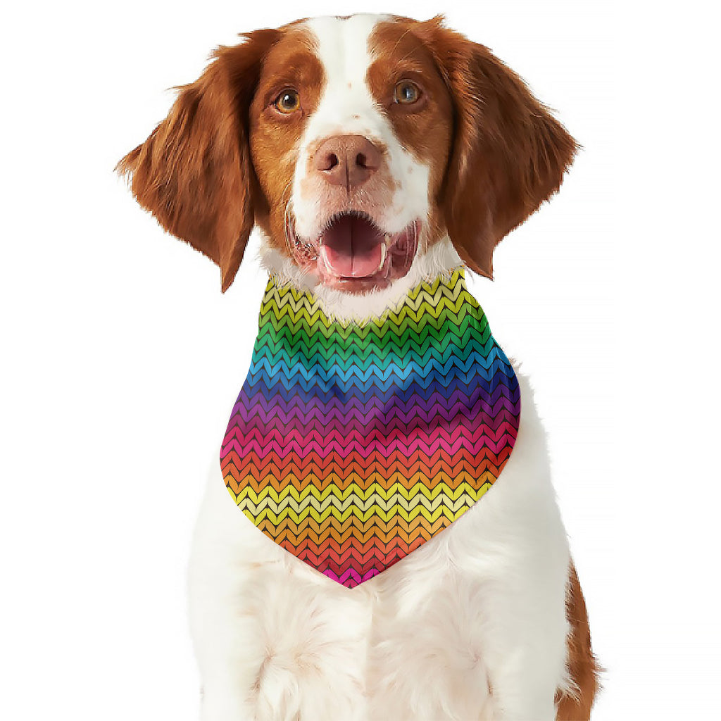 Rainbow Knitted Mexican Pattern Print Dog Bandana