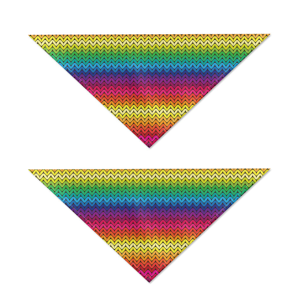 Rainbow Knitted Mexican Pattern Print Dog Bandana