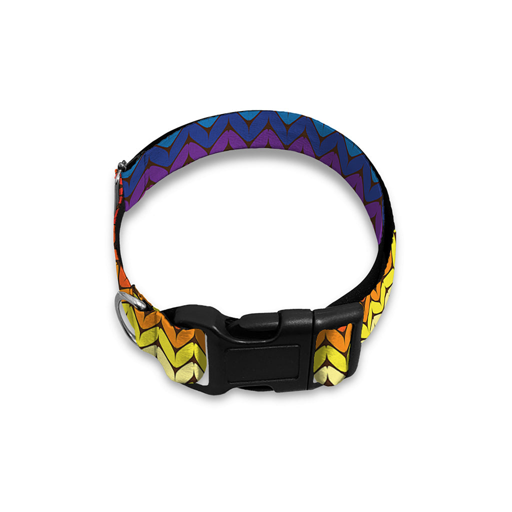 Rainbow Knitted Mexican Pattern Print Dog Collar