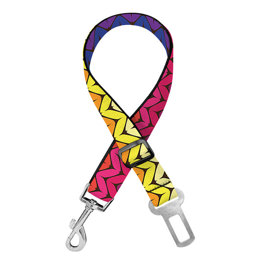 Rainbow Knitted Mexican Pattern Print Dog Seat Belt