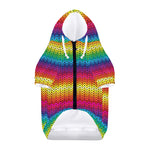 Rainbow Knitted Mexican Pattern Print Dog Zip Up Hoodie
