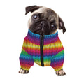 Rainbow Knitted Mexican Pattern Print Dog Zip Up Jacket