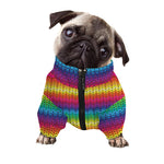 Rainbow Knitted Mexican Pattern Print Dog Zip Up Jacket