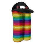Rainbow Knitted Mexican Pattern Print Double Neoprene Wine Tote