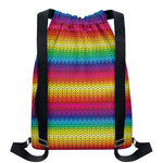 Rainbow Knitted Mexican Pattern Print Drawstring Backpack