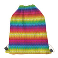 Rainbow Knitted Mexican Pattern Print Drawstring Bag