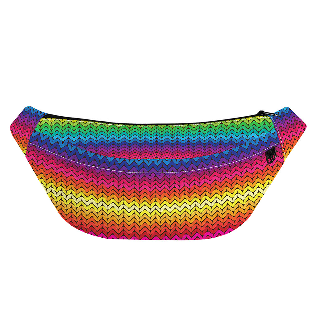 Rainbow Knitted Mexican Pattern Print Fanny Pack