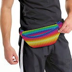 Rainbow Knitted Mexican Pattern Print Fanny Pack