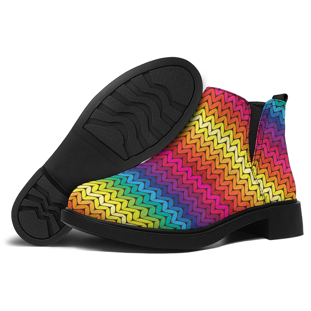 Rainbow Knitted Mexican Pattern Print Flat Ankle Boots