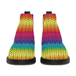 Rainbow Knitted Mexican Pattern Print Flat Ankle Boots