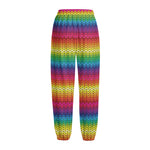 Rainbow Knitted Mexican Pattern Print Fleece Lined Knit Pants