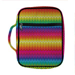 Rainbow Knitted Mexican Pattern Print Front Pocket Bible Bag