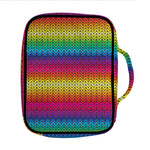 Rainbow Knitted Mexican Pattern Print Front Pocket Bible Bag