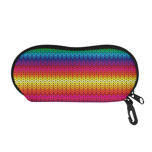 Rainbow Knitted Mexican Pattern Print Glasses Case