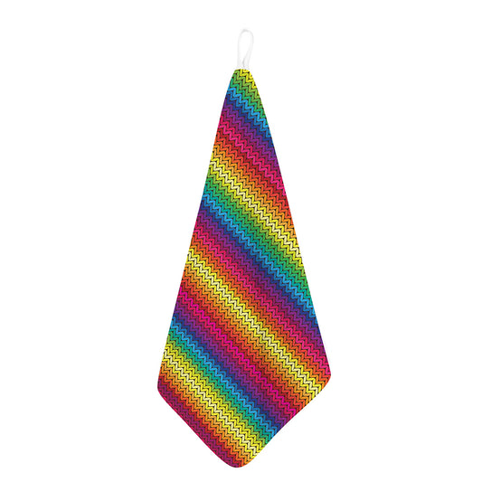 Rainbow Knitted Mexican Pattern Print Hand Towel
