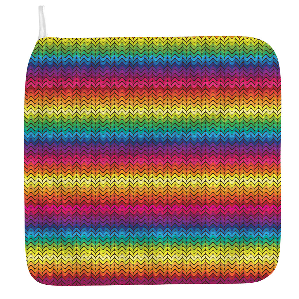 Rainbow Knitted Mexican Pattern Print Hand Towel