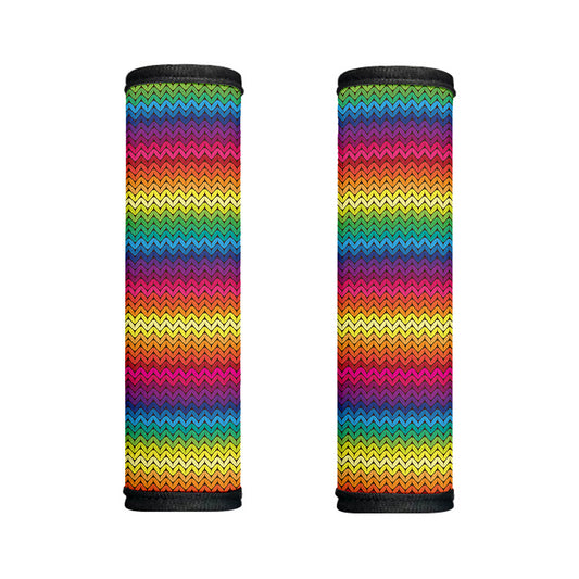 Rainbow Knitted Mexican Pattern Print Handle Covers