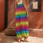 Rainbow Knitted Mexican Pattern Print Harem Pants