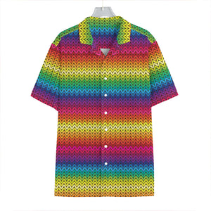 Rainbow Knitted Mexican Pattern Print Hawaiian Shirt