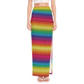 Rainbow Knitted Mexican Pattern Print High Slit Maxi Skirt