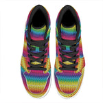 Rainbow Knitted Mexican Pattern Print High Top Leather Sneakers