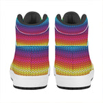 Rainbow Knitted Mexican Pattern Print High Top Leather Sneakers