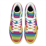 Rainbow Knitted Mexican Pattern Print High Top Leather Sneakers