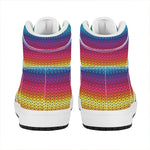 Rainbow Knitted Mexican Pattern Print High Top Leather Sneakers