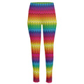 Rainbow Knitted Mexican Pattern Print High-Waisted Pocket Leggings