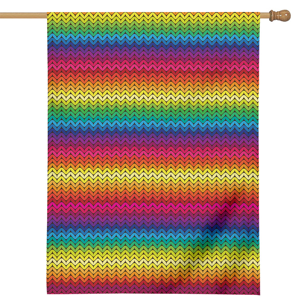 Rainbow Knitted Mexican Pattern Print House Flag
