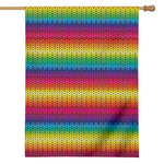 Rainbow Knitted Mexican Pattern Print House Flag