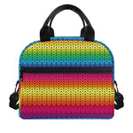 Rainbow Knitted Mexican Pattern Print Insulated Lunch Bag