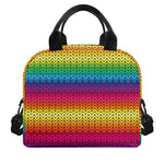Rainbow Knitted Mexican Pattern Print Insulated Lunch Bag
