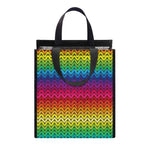 Rainbow Knitted Mexican Pattern Print Insulated Lunch Tote
