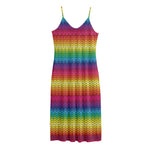 Rainbow Knitted Mexican Pattern Print Jersey Midi Cami Dress