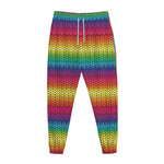 Rainbow Knitted Mexican Pattern Print Jogger Pants