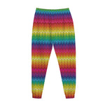 Rainbow Knitted Mexican Pattern Print Jogger Pants