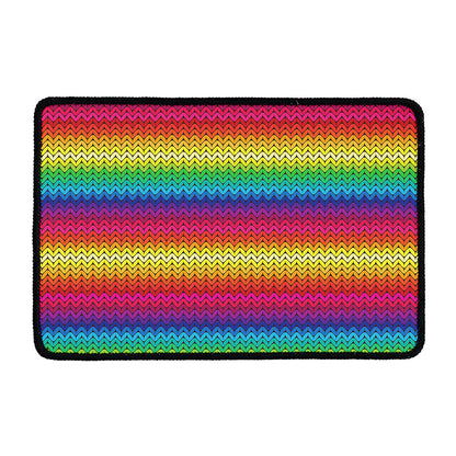 Rainbow Knitted Mexican Pattern Print Kitchen Mat
