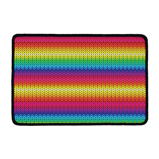 Rainbow Knitted Mexican Pattern Print Kitchen Mat